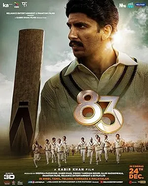 83 movie poster featuring Ranveer Singh as Kapil Dev
