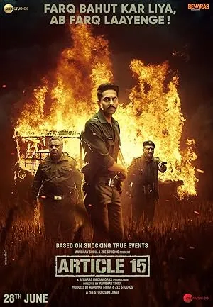 Article 15 poster featuring a serious Ayushmann Khurrana in uniform