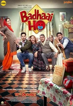 Badhaai Ho poster featuring an ensemble cast including Ayushmann Khurrana