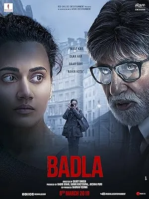 Badla movie poster featuring Amitabh Bachchan and Taapsee Pannu