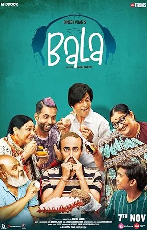 Bala movie poster featuring Ayushmann Khurrana with a receding hairline