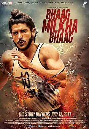 Bhaag Milkha Bhaag poster featuring Farhan Akhtar as Milkha Singh