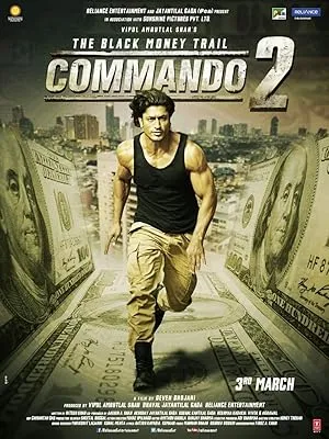 Commando 2 poster with Vidyut Jammwal holding a gun