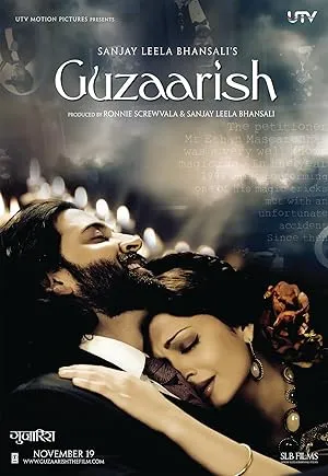 Guzaarish poster with Hrithik Roshan and Aishwarya Rai