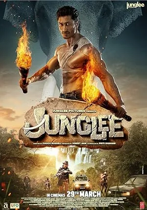 Junglee movie poster with Vidyut Jammwal and an elephant