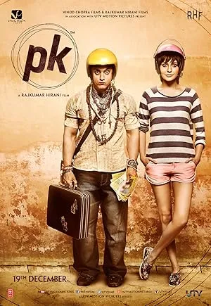 PK movie poster featuring Aamir Khan with a remote control around his neck