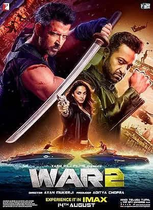 War 2 teaser poster featuring Hrithik Roshan and Jr NTR
