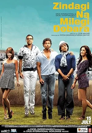 ZNMD poster with Hrithik Roshan, Farhan Akhtar, Abhay Deol on a Spanish road